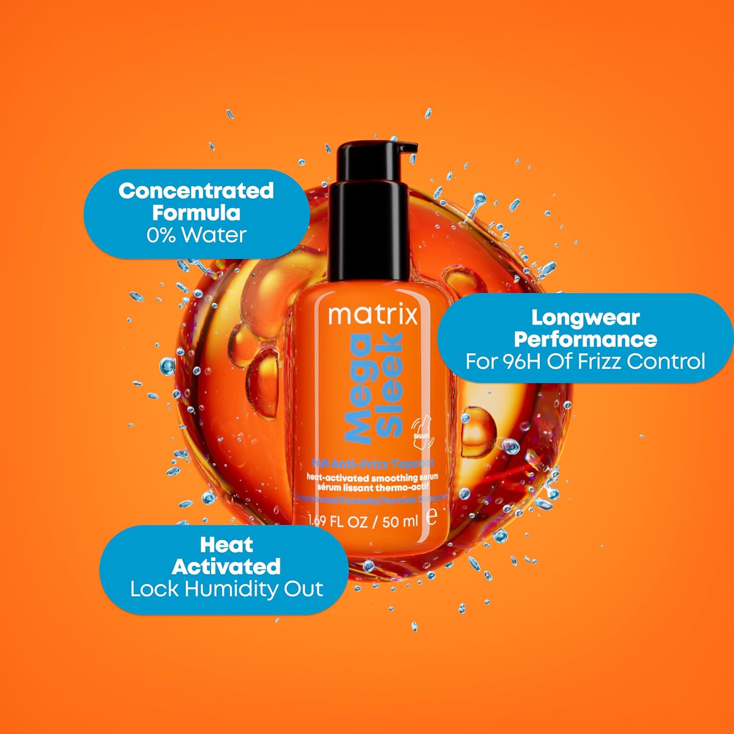 Mega Sleek 96H Anti-Frizz Topcoat Serum
